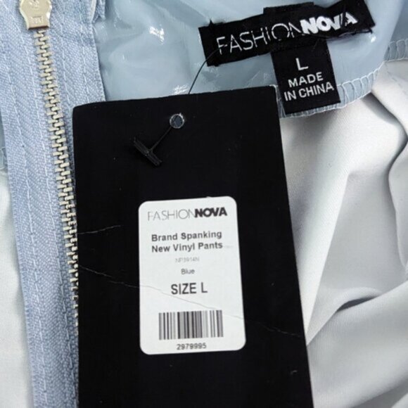 NWT Fashion Nova Blue Vinyl Pants "Brand Spanking New Vinyl Pants" - Picture 6 of 7